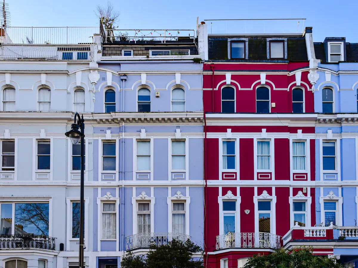 Painted period townhouses in London