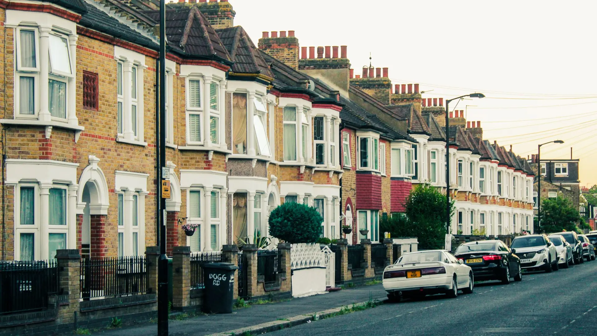 Row of Victorian terraced houses on a London street